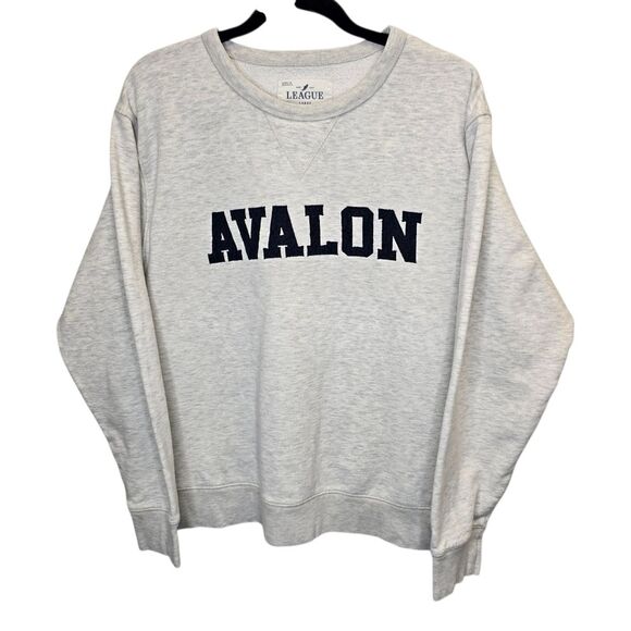 League Women's L Avalon Oatmeal Grey Crewneck Pullover Long Sleeve Sweater - Picture 1 of 14